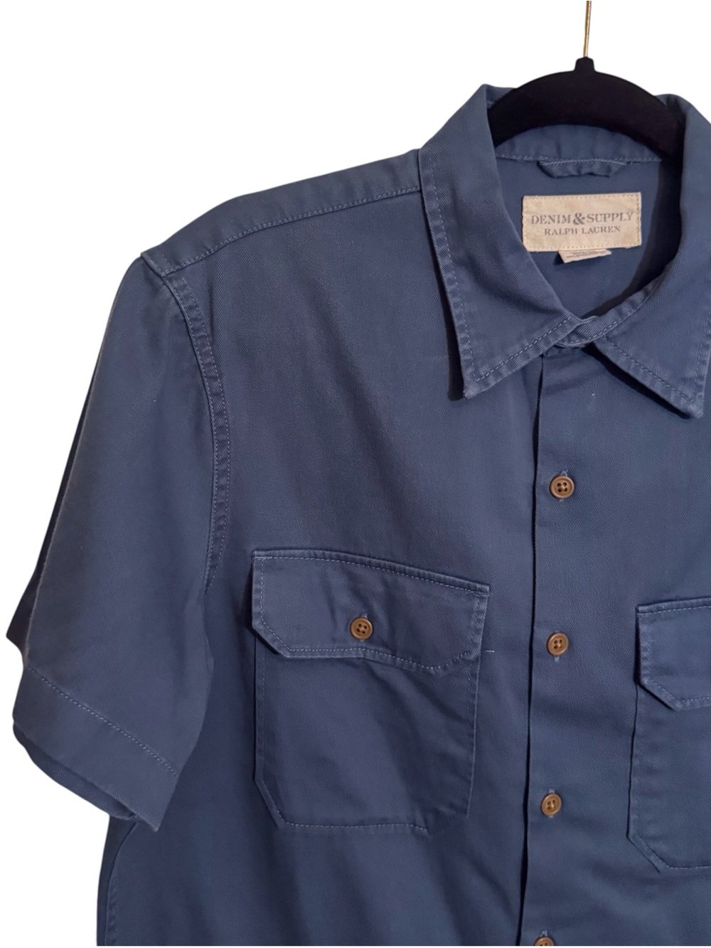 Denim & Supply Ralph Lauren Men’s Short Sleeve Shirt Medium Blue Cotton Casual - Picture 2 of 6